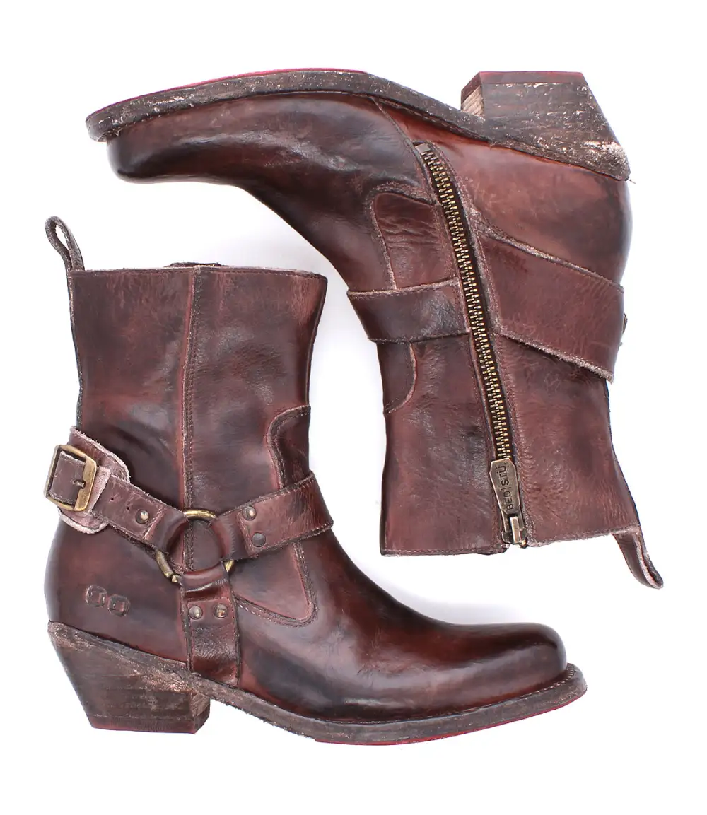 Square-Toe Side-Zip Harness Boots