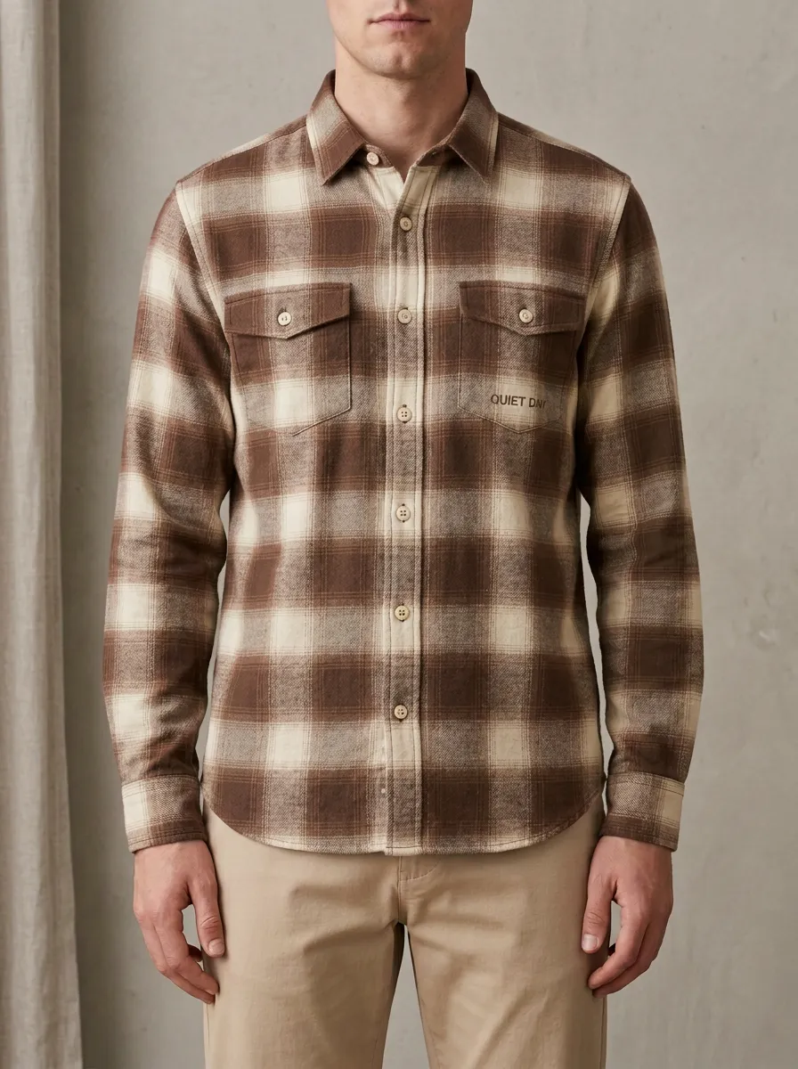 Classic Detail Plaid Long-Sleeve Men's Long-Sleeve Shirt