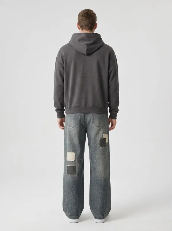Men's Classic Geometric Patchwork Wide Leg Jeans