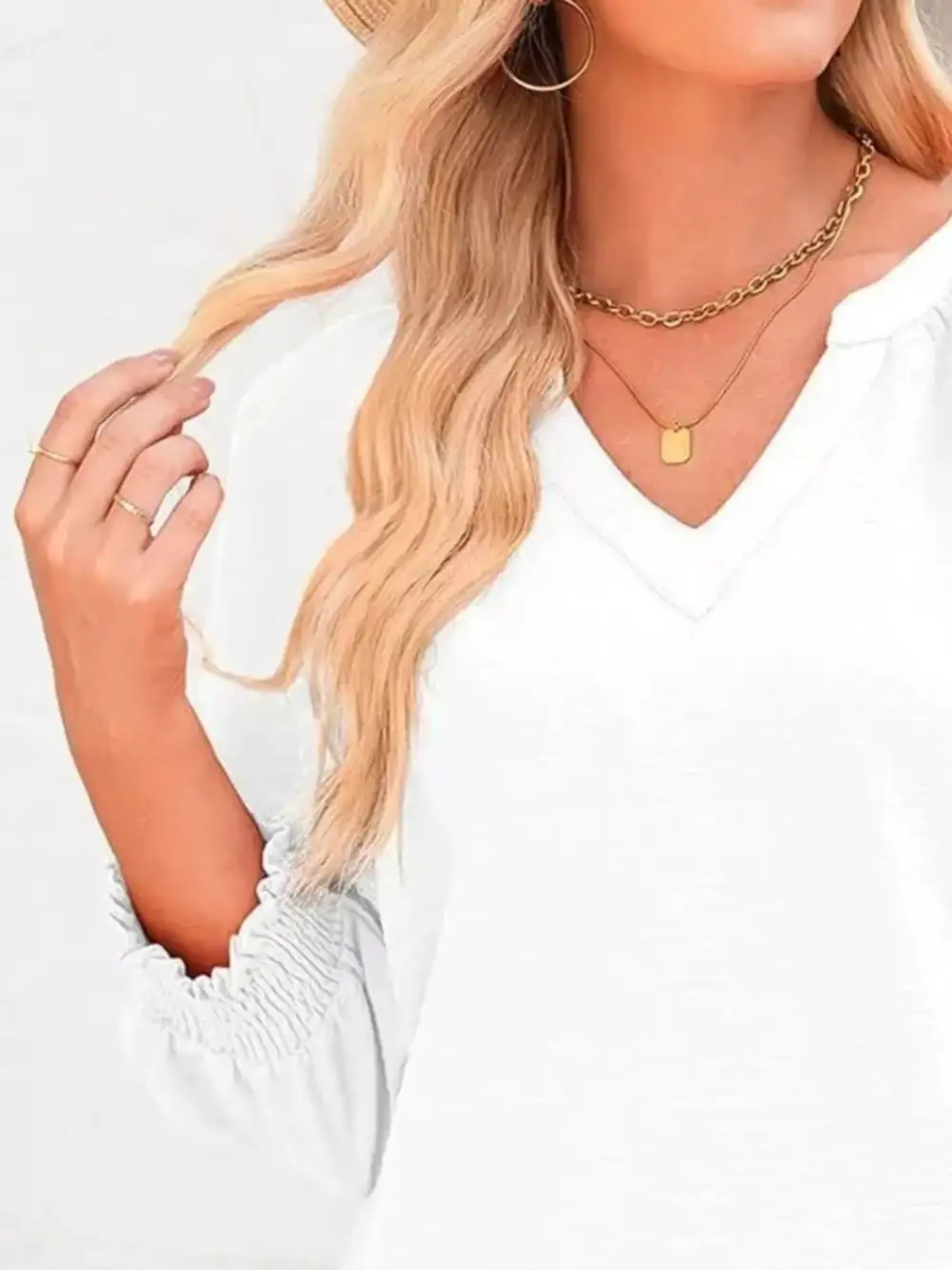 Smocked Long Sleeve Blouse