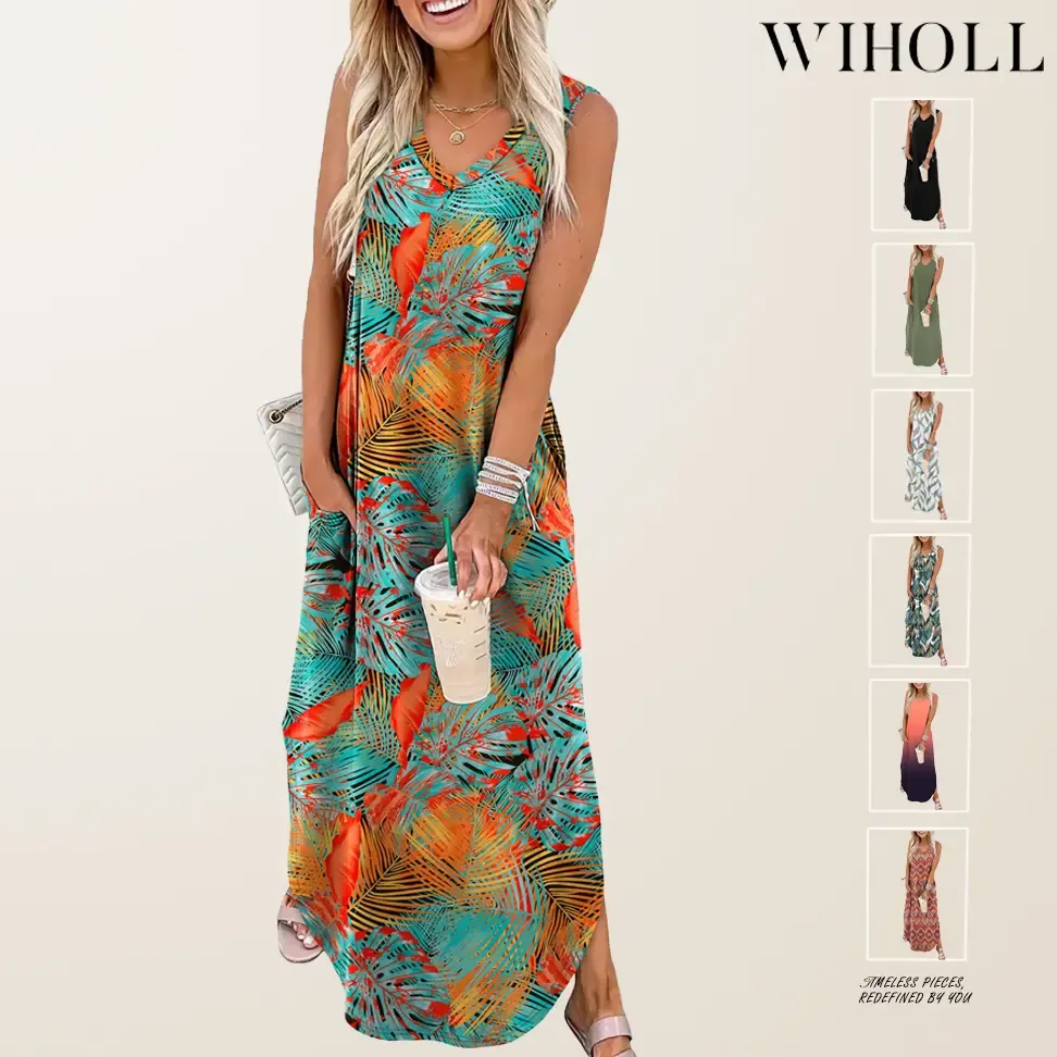 Summer Dresses Maxi Dress Vacation Beach Sundresses 2026 with Pockets SpringStatements