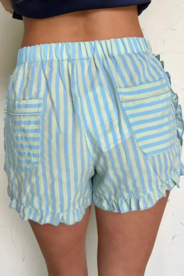 Striped Elastic Waist 6 Casual Shorts
