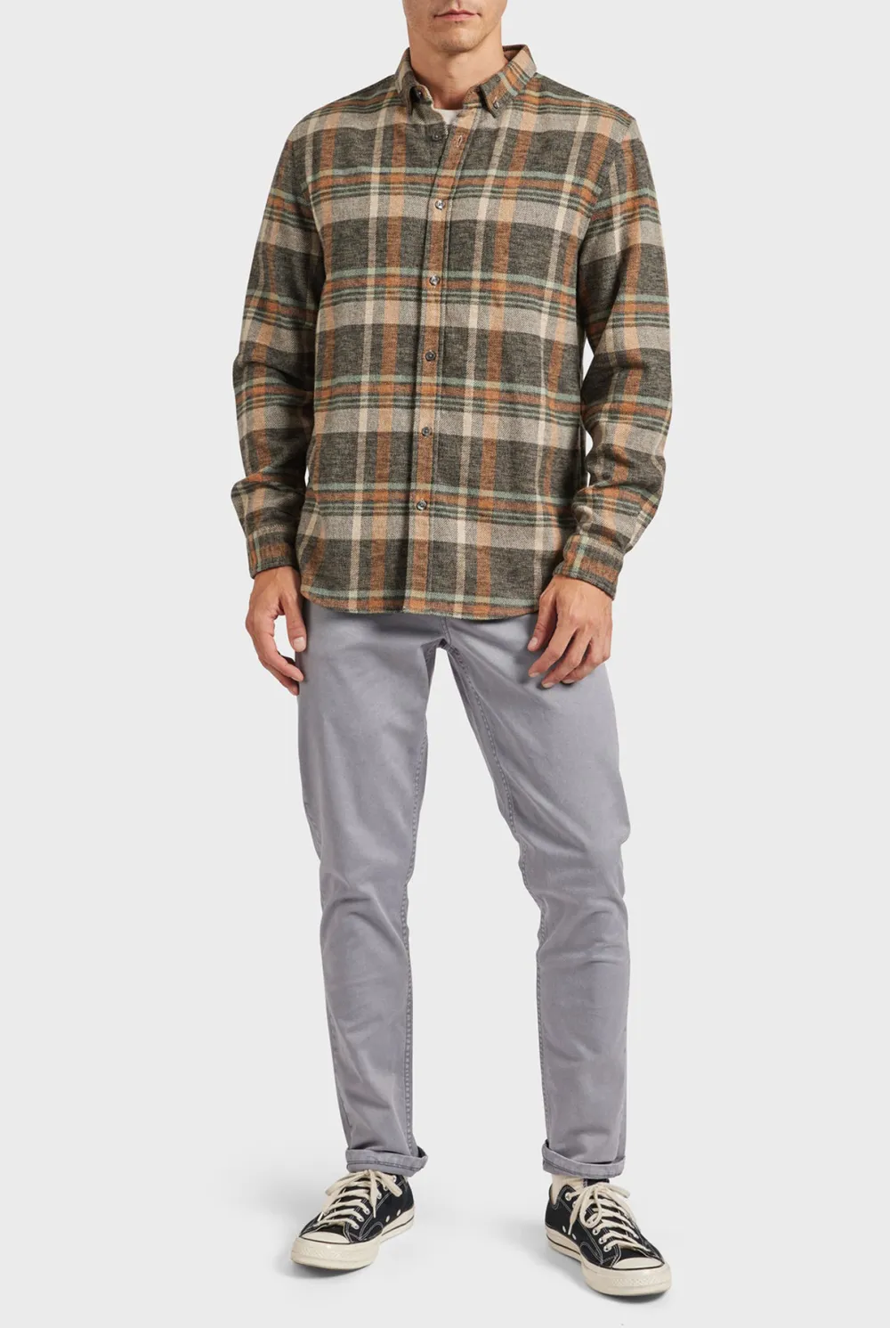 Titanium grey Plaid Flannel Shirt
