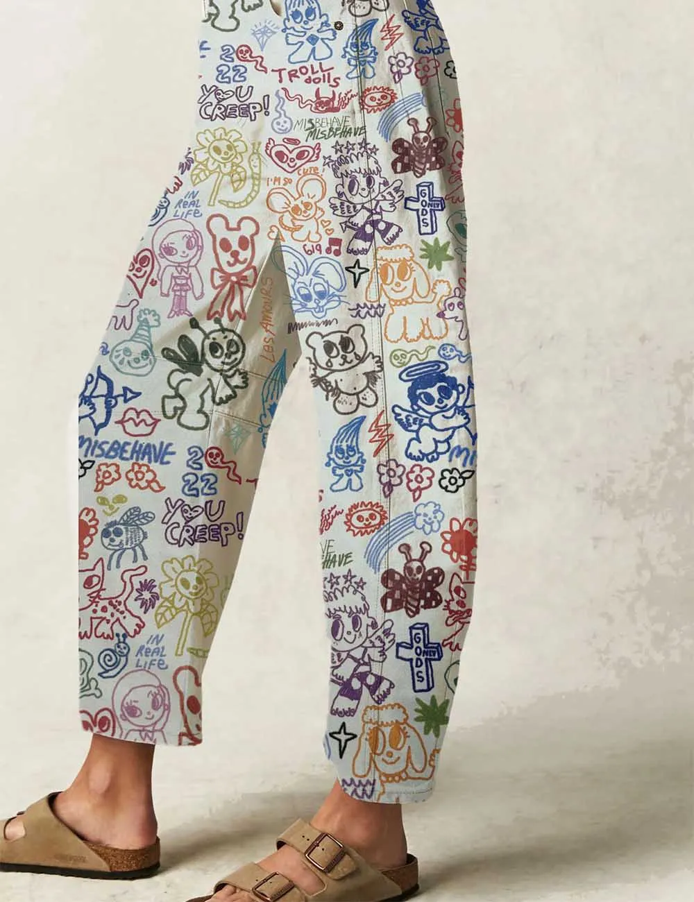Barrel Print Jeans Daily Denim Pants