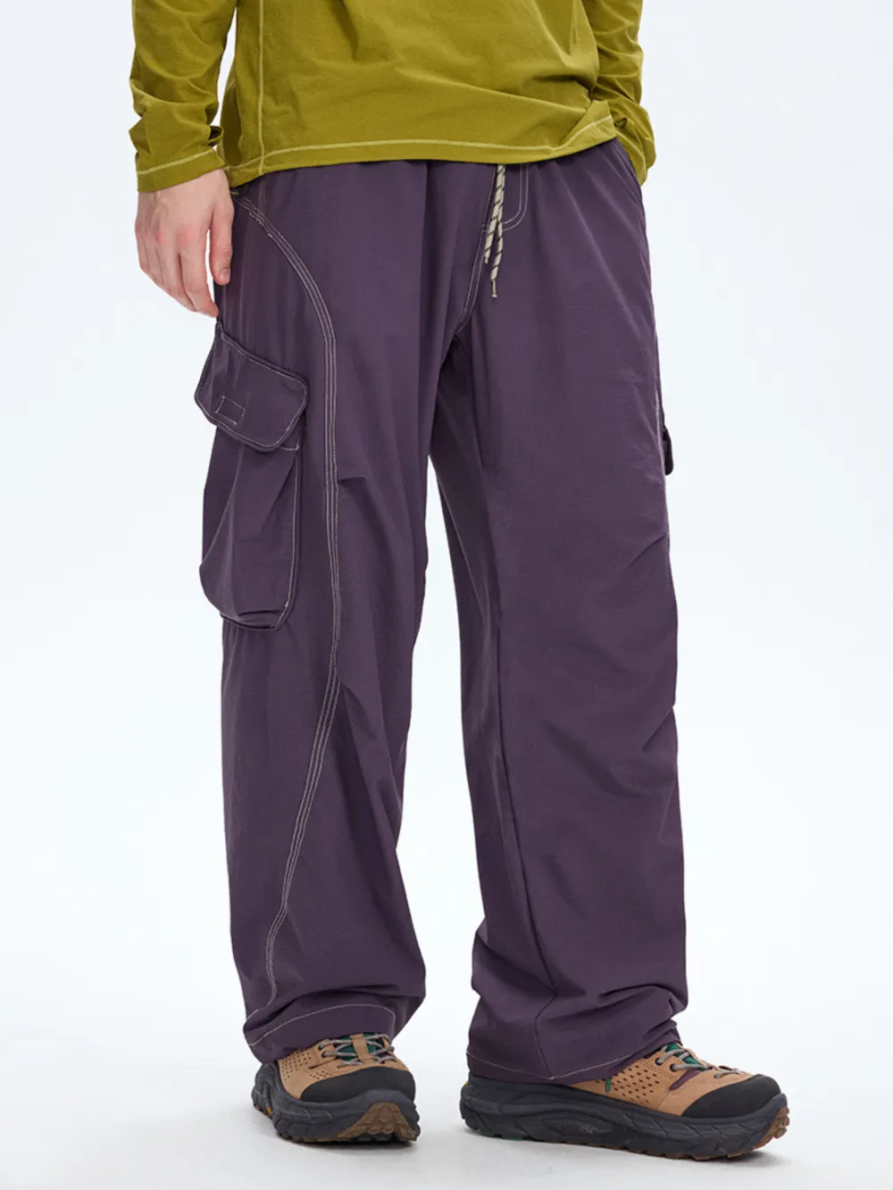 Water-Resistant Drawstring Reflective-Detail Cargo Pants