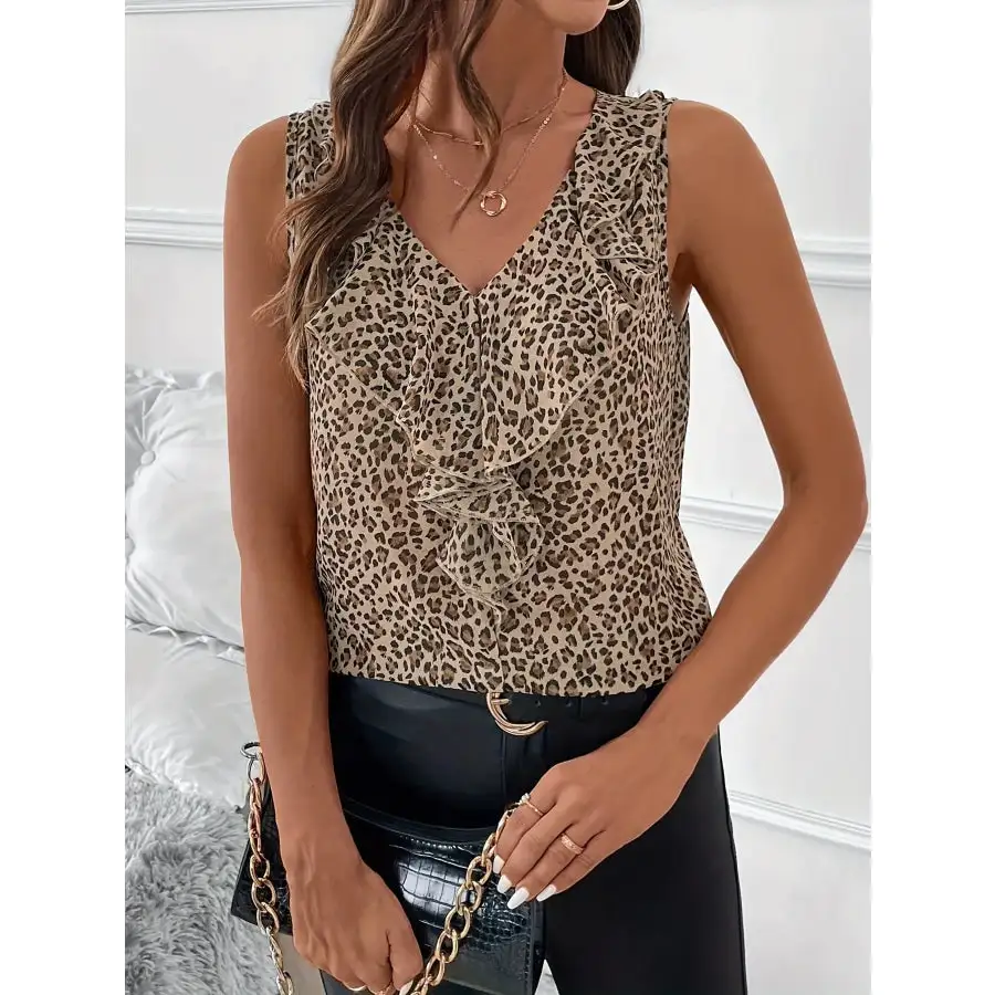 V Neck Ruffle Tank Top