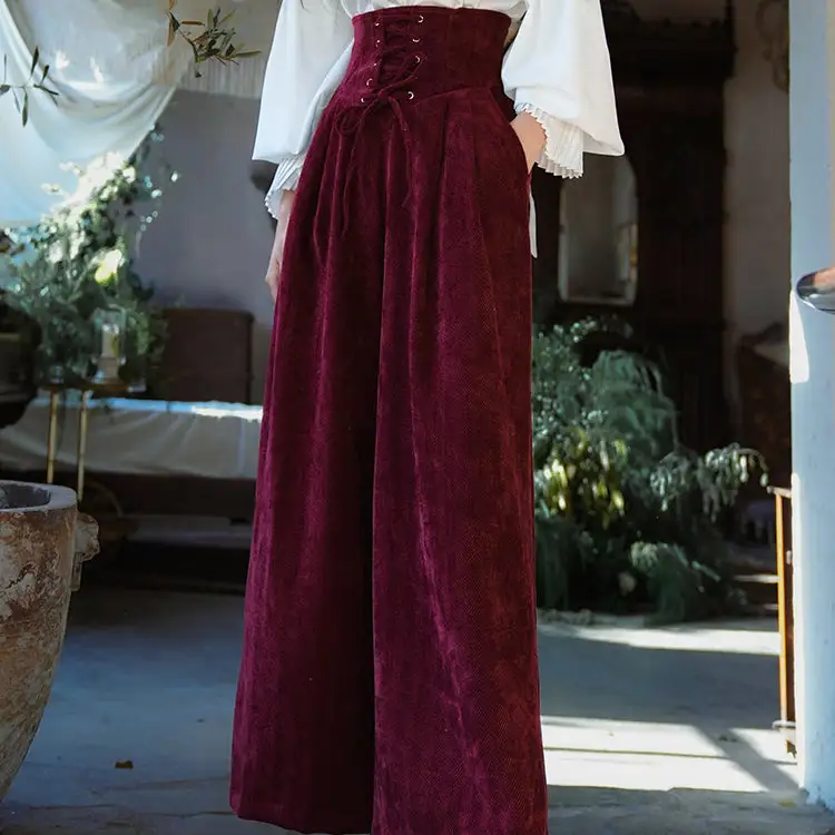 Wide Leg Lace Up Pants