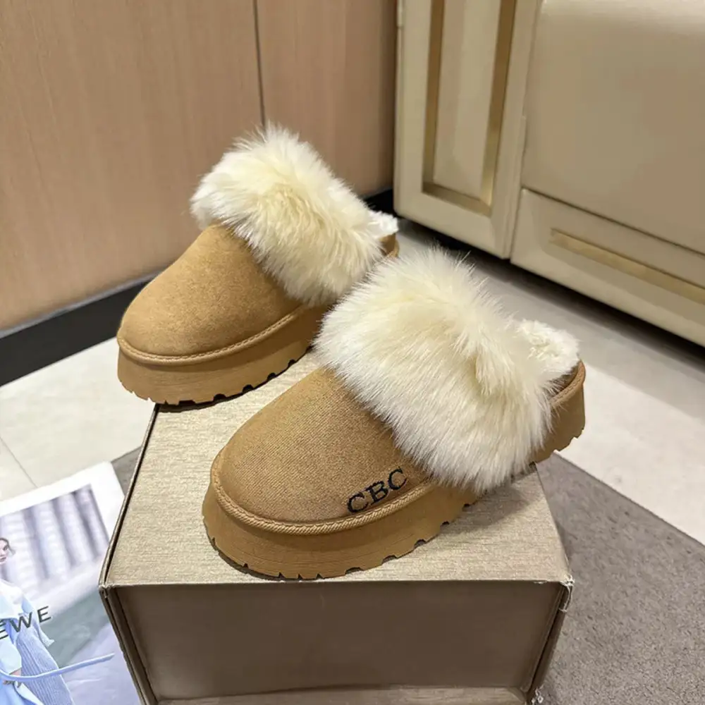 Furry Platform Slippers