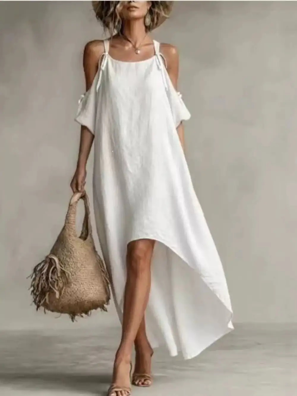High-Low Cold Shoulder Maxi Dress