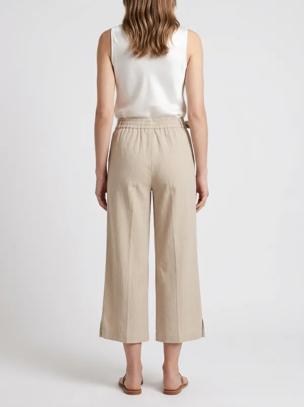 Comfort Striped Detail Shape Women's Cropped Pants