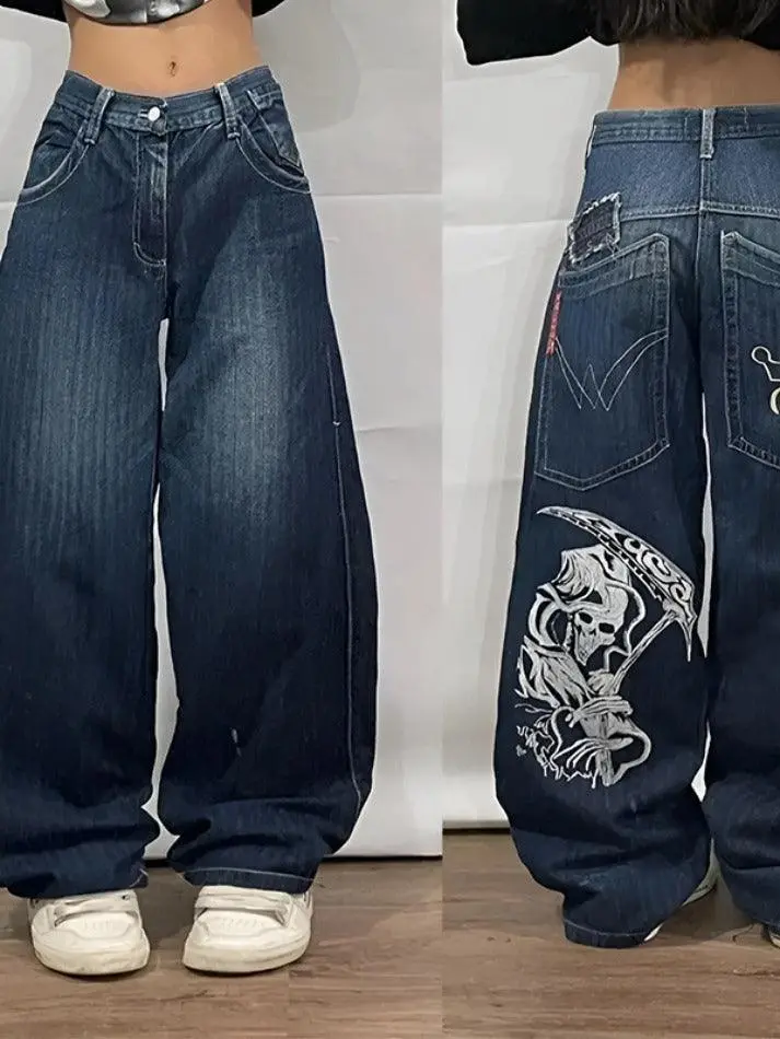 Statement Pattern Loose Straight Fit Boyfriend Jeans