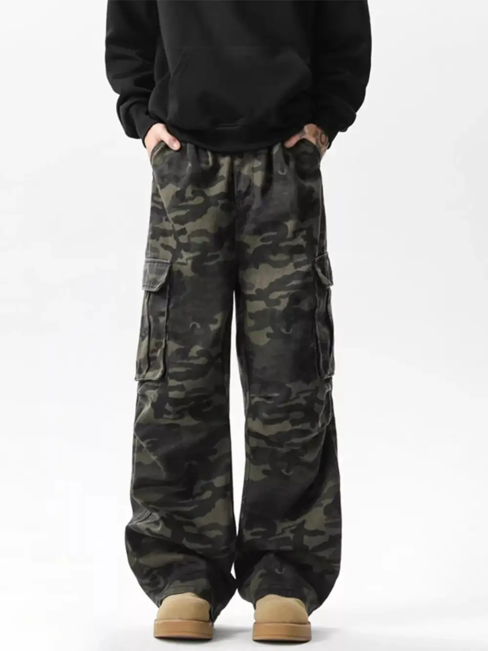 Refined Men's Full Size Loose Fit Camouflage Cargo Pants