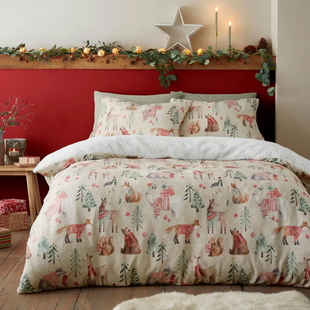 Reversible Check Sherpa Fleece Duvet Cover Set