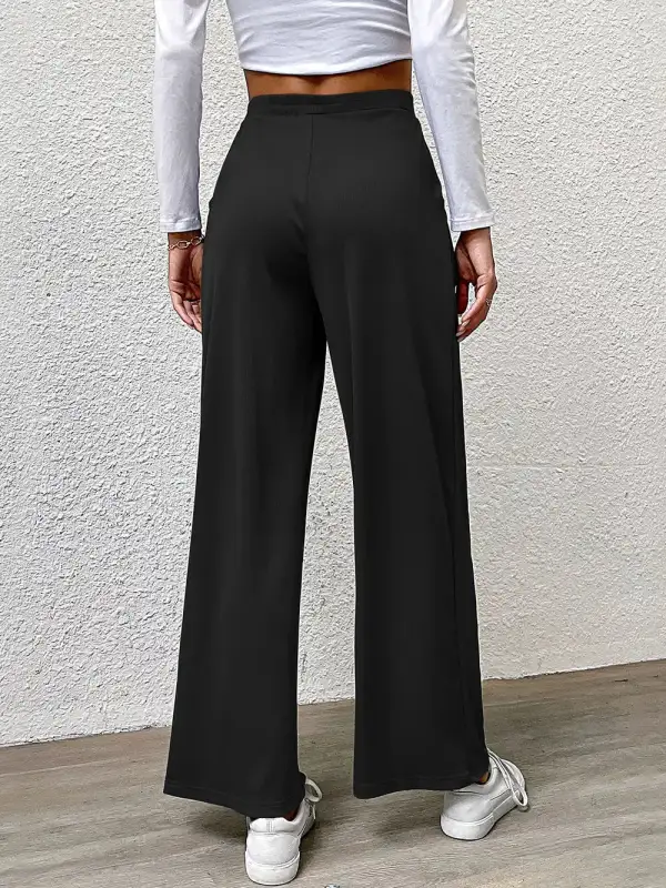 Draped High Waist Straight Leg Pants