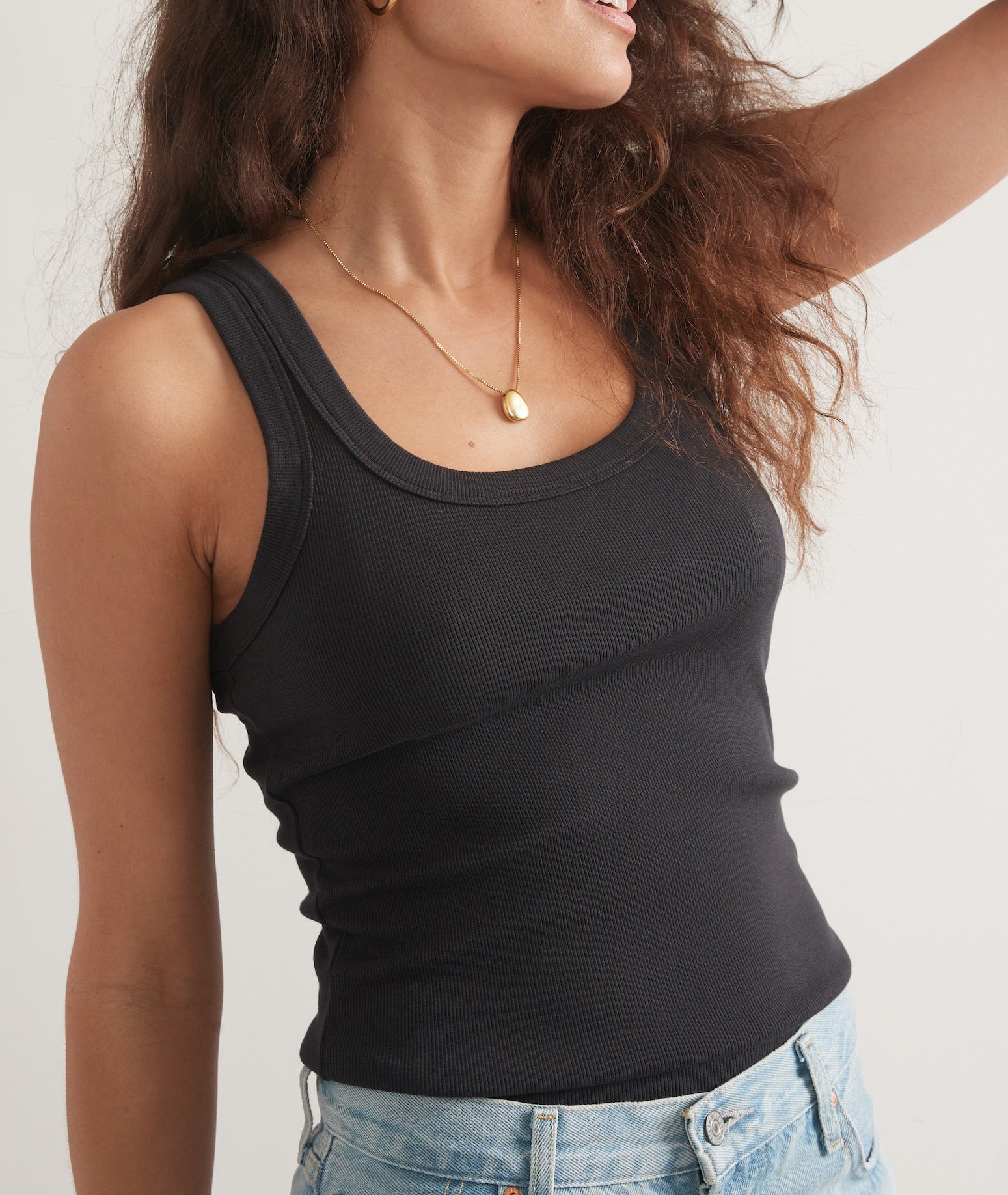 Solid Black Form-Fitting Tank