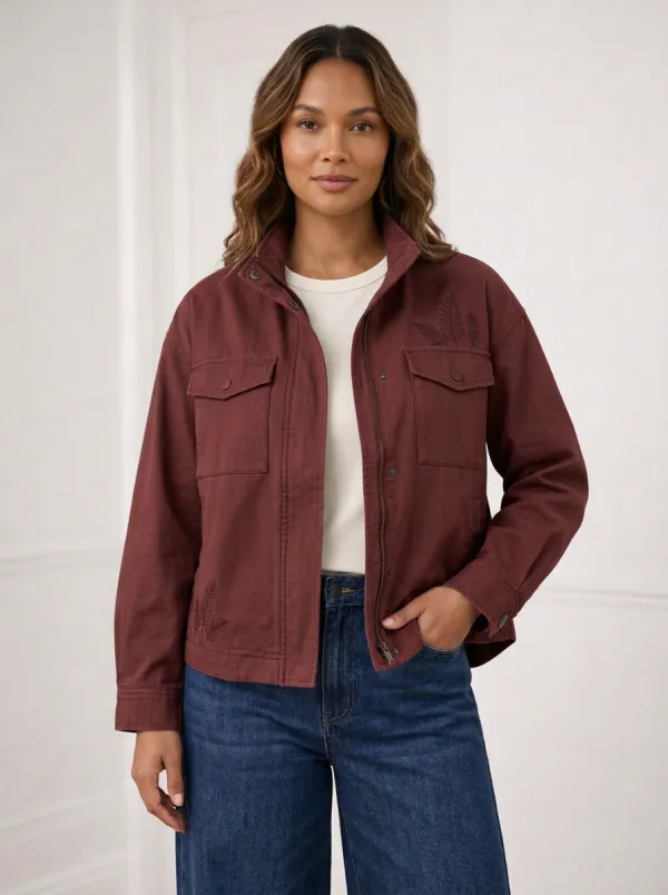 Women's Fern Leaf Printed Utility Jacket