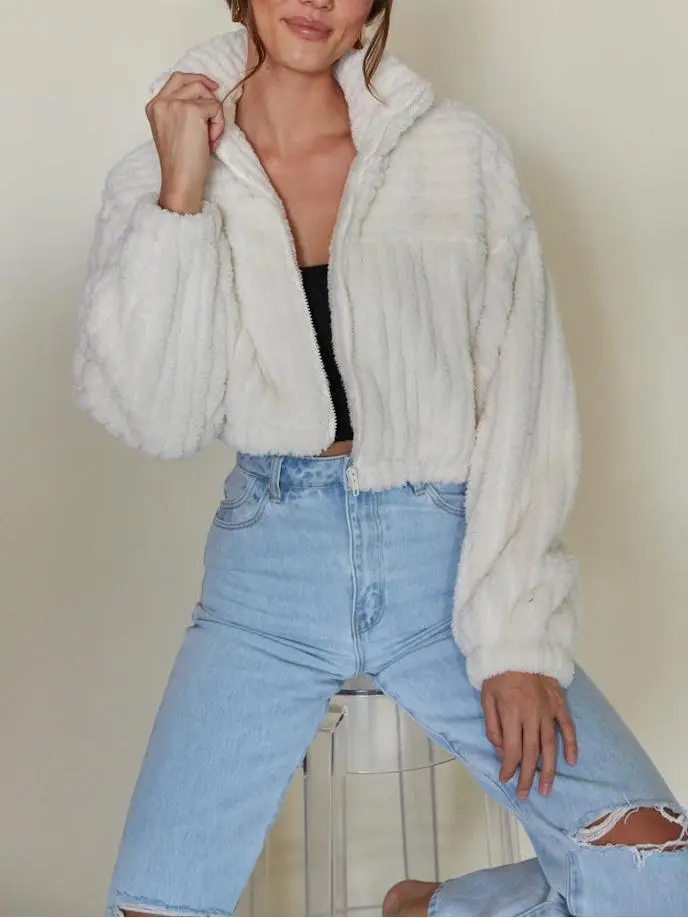 Cropped Plush Jacket