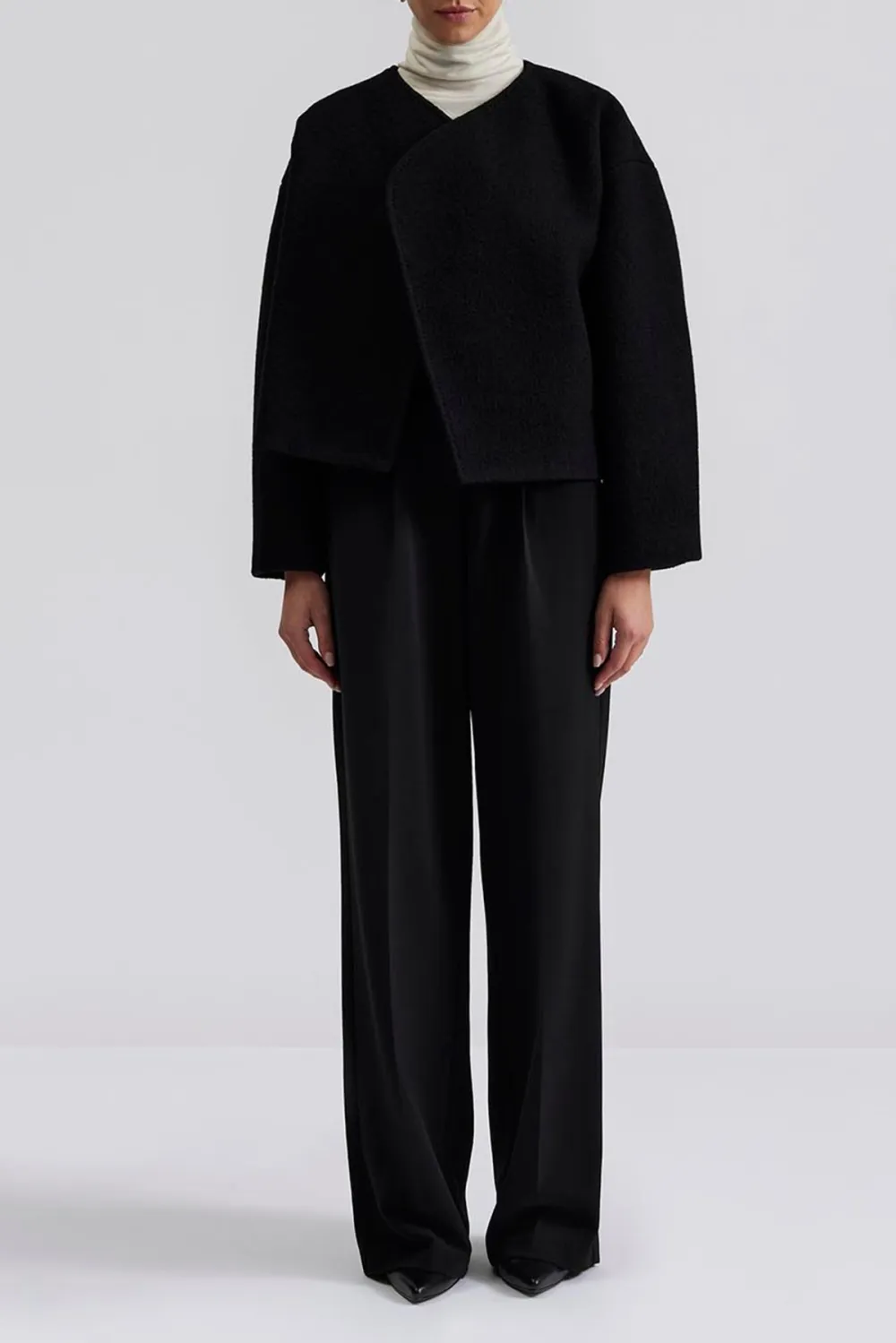 Asymmetric Hem Wool Jacket