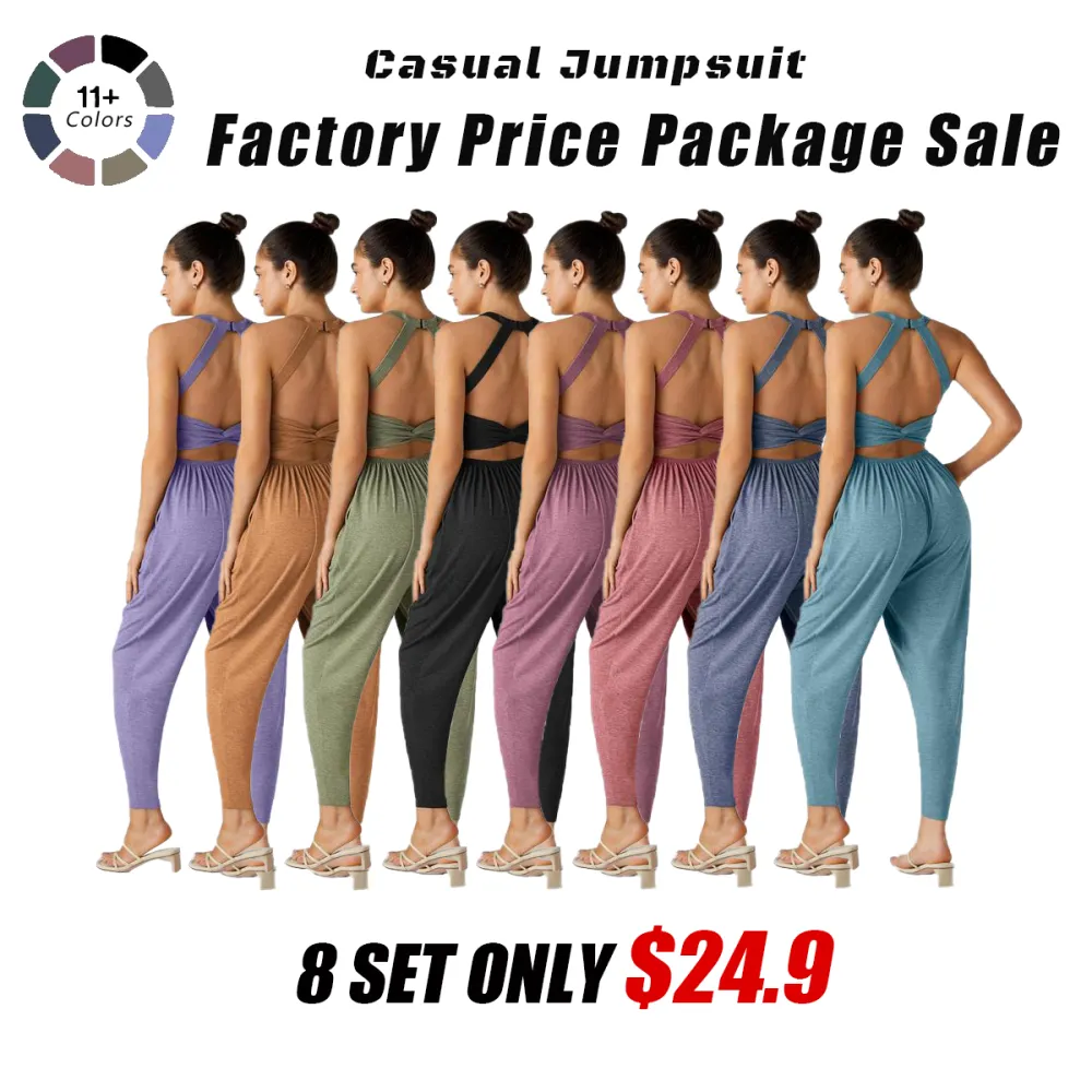 Backless Twisted U Neck Side Pocket Harem Casual Jumpsuit – Easy Peezy Edition 🔥 Limited-Time Offer — 50% OFF Today Only!