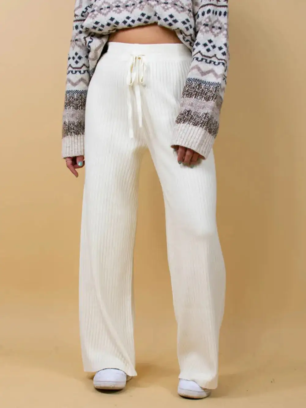 Wide Leg Ribbed Pants