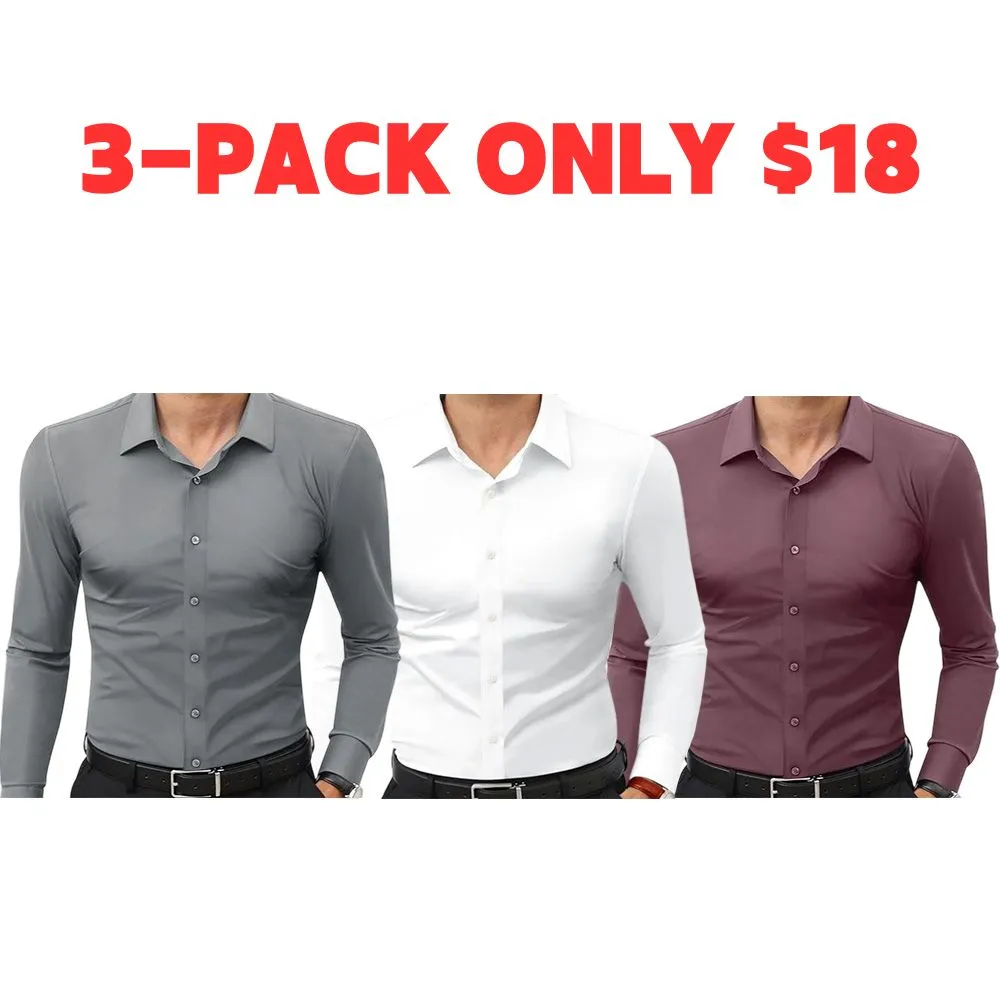 Men‘s Dress Shirts 16-Way Stretch Slim Fit Long Sleeve Button Down Shirts Wrinkle Free Traveler Shirts