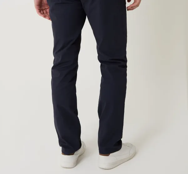 Men's Navy Cotton Blend Slim-Fit Pants