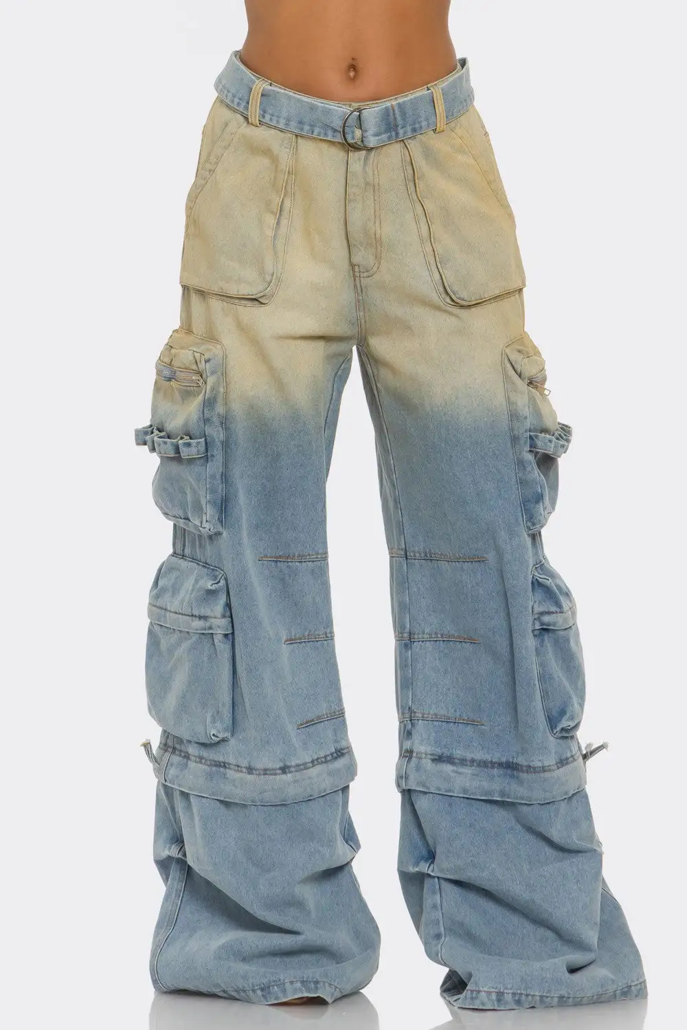 Utility Luxe Two Tone Cargo Jeans