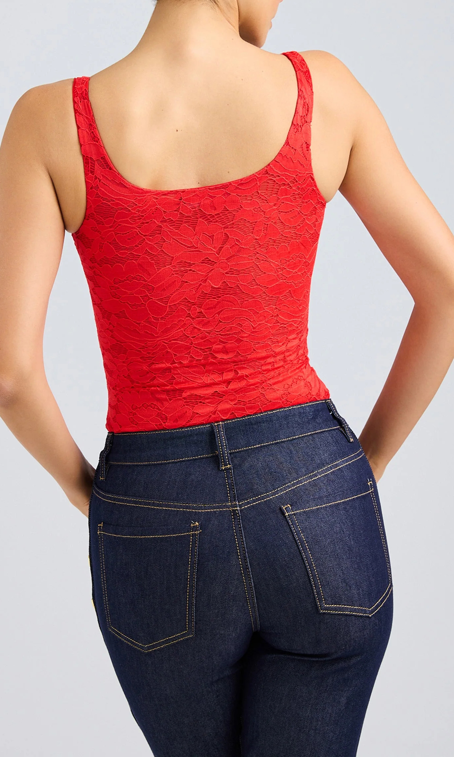 Bright Red Lace Bodysuit