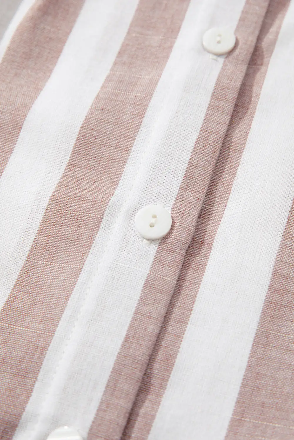 Khaki Stripe Casual Button Down Sleeveless Shirt