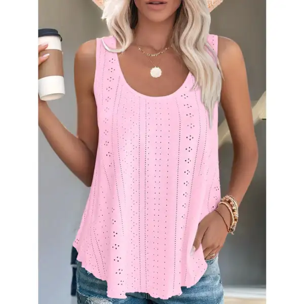 Eyelet Scoop Neck Tank