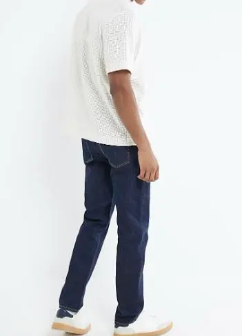 Dark Blue Cotton Slim Fit Men's Jeans