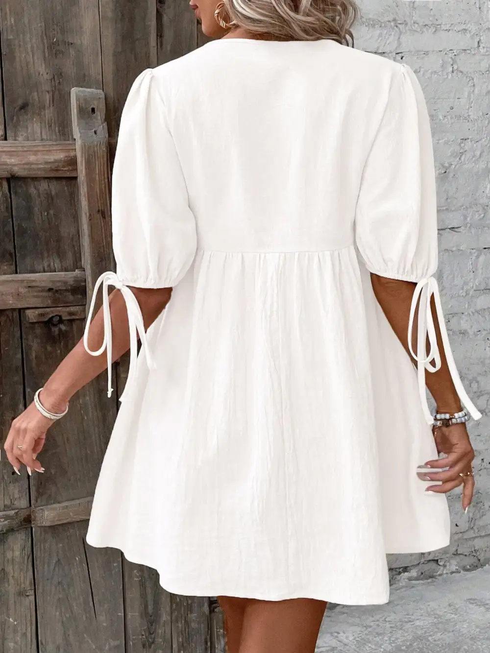 Puff Sleeve Mini Dress
