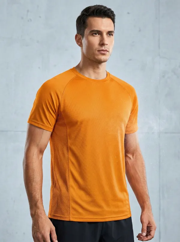 Men's Ribbed Mesh-Panel Casual T-Shirt
