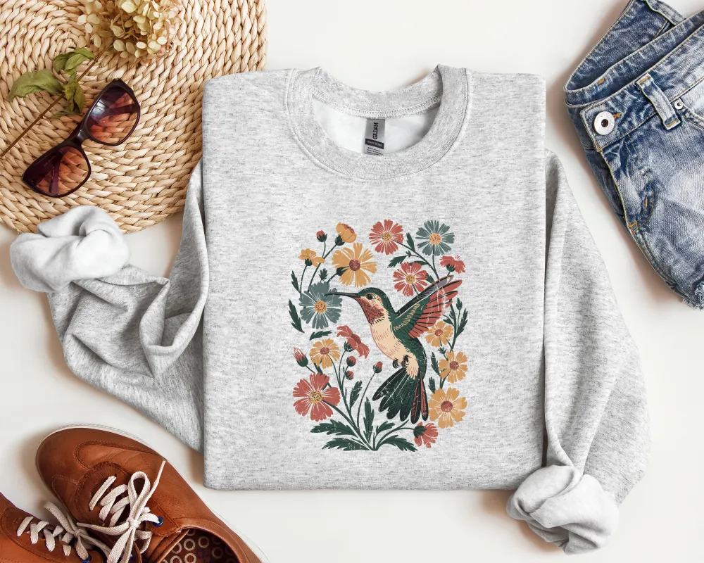 Hummingbird Graphic Crewneck Sweatshirt