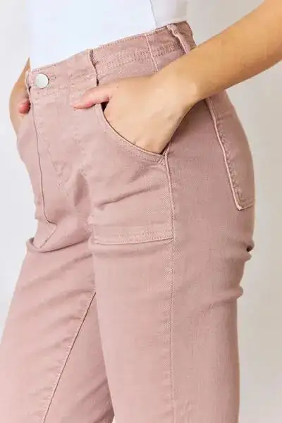 Ruffled Polished Denim Jeans