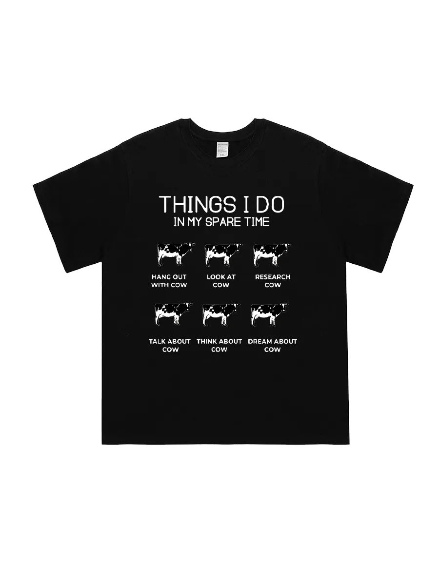 Cow Themed Spare Time Graphic Tee