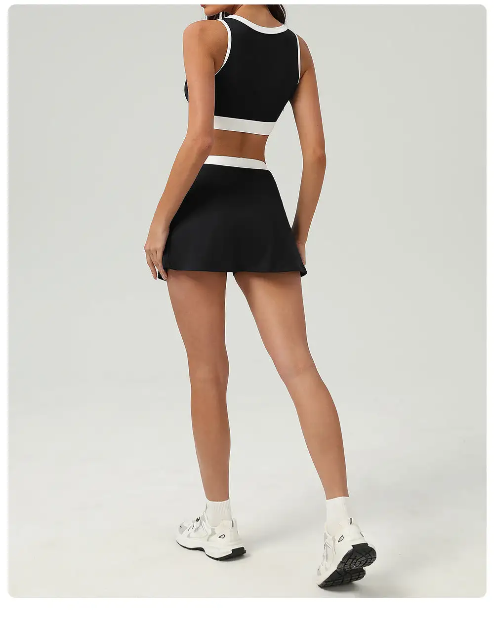 Contrast-Trim Quick-Dry Bra, Skort and Shorts Active Set