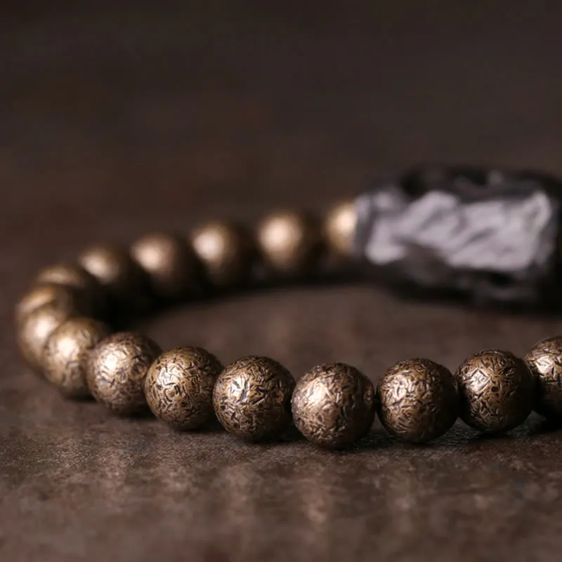 Ebony Wood Copper Beaded Bracelet
