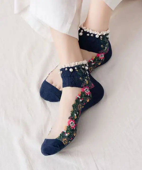 Japanese Korean Pearl boat socks