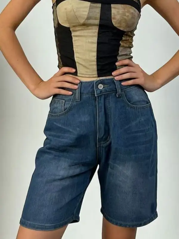 Classic High Waist Denim Shorts