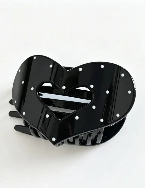 Heart Hollow Dots Print Hair Hair Claw Clip