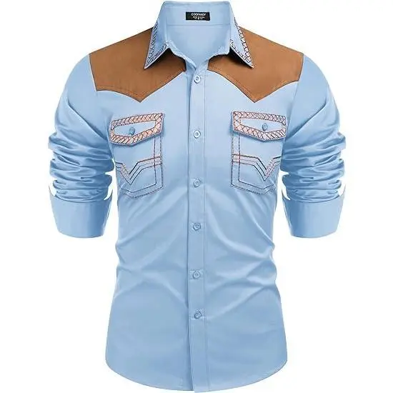 🤠 Men’s Embroidered Western Cowboy Shirt – Rugged Charm. Timeless Style.