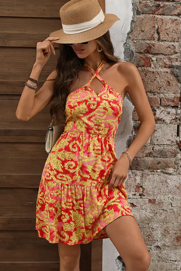 Halter Neck Sleeveless Casual Dress