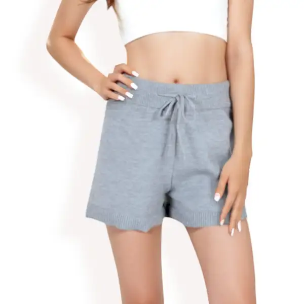 Drawstring Ribbed Knit Shorts