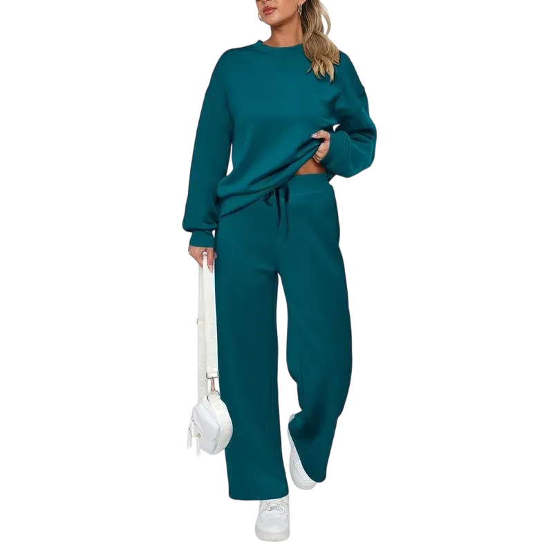 Women's long-sleeved pullover and trousers loungewear set