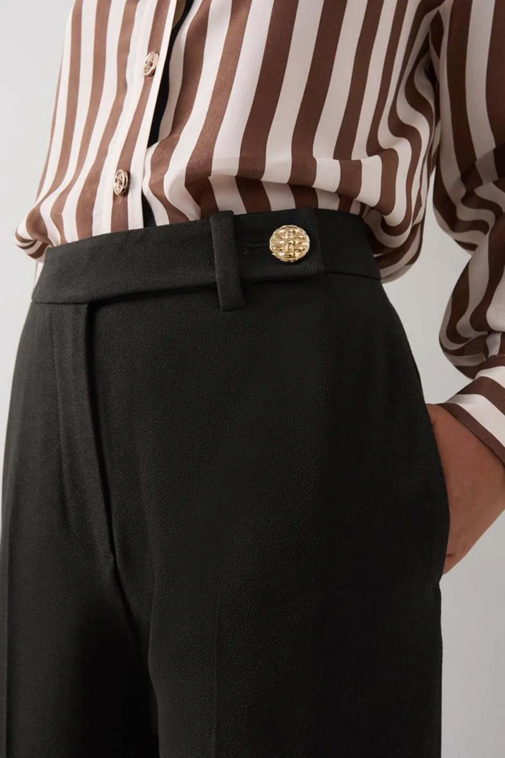 Black High Waist Wide Leg Tailored Trousers