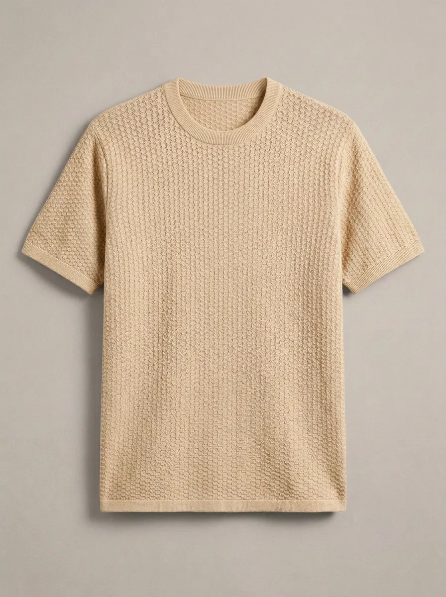 Textured-Knit Men's Knit Crew-Neck T-Shirt