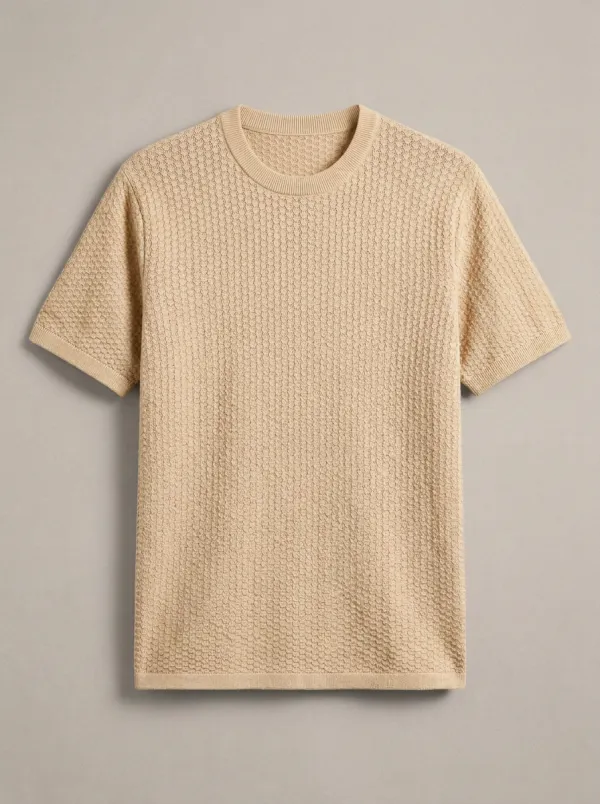 Textured-Knit Men's Knit Crew-Neck T-Shirt
