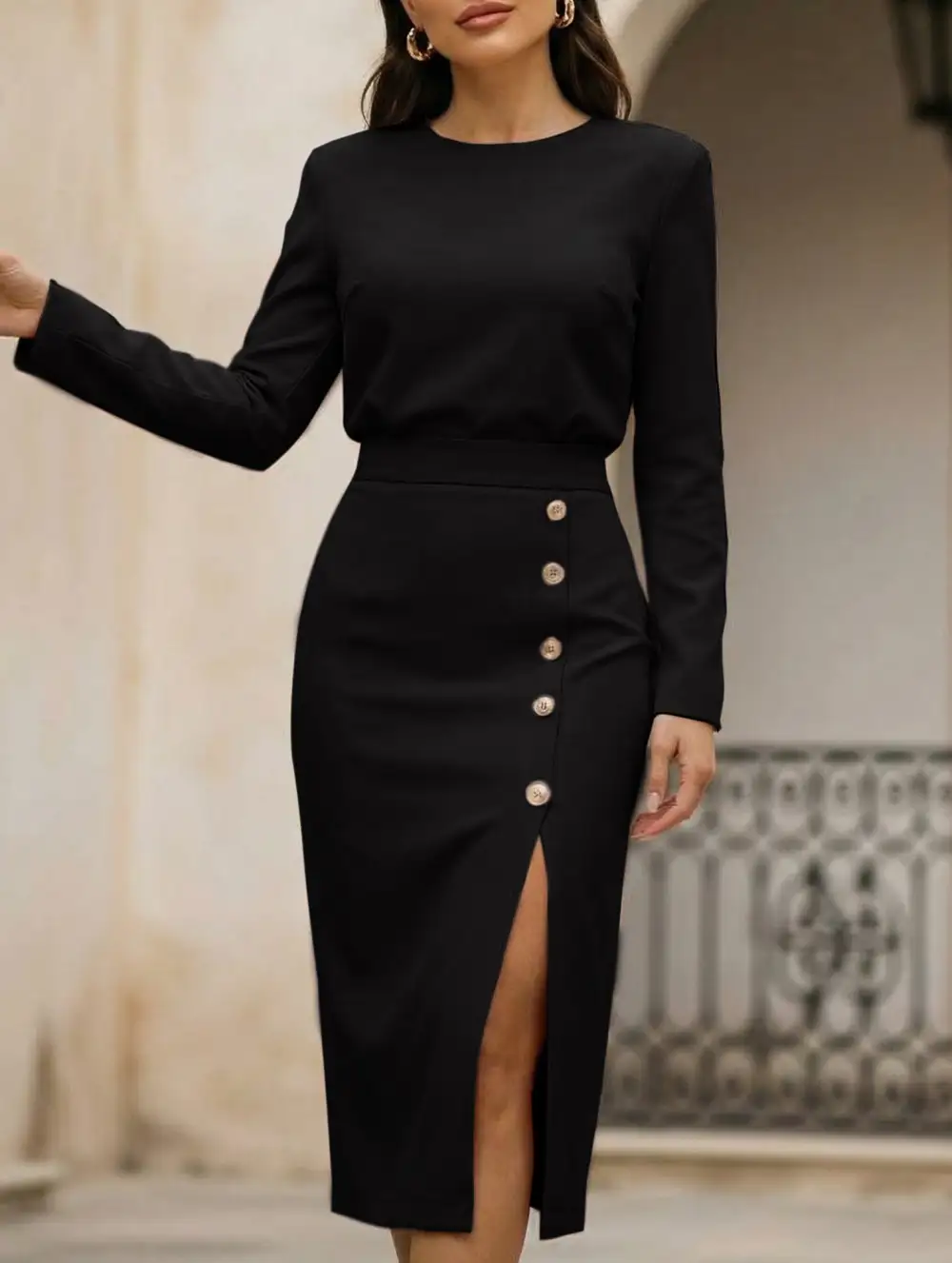 Slim-Fit Split Hem Dress