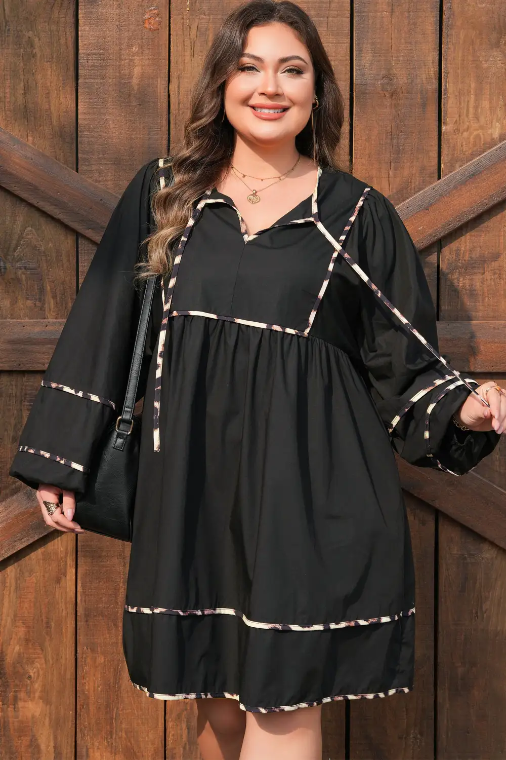 Animal Print Long Sleeve Flared Mini Dress